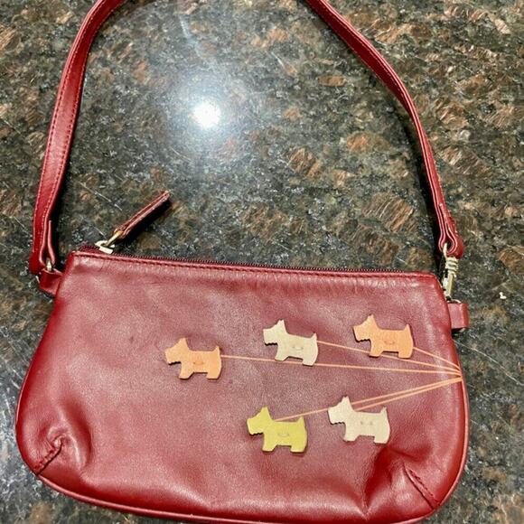 RADLEY LONDON MINI BAG LEATHER BURGUNDY SCOTTISH DOGS LIMITED EDITION KAWAII - Picture 3 of 16